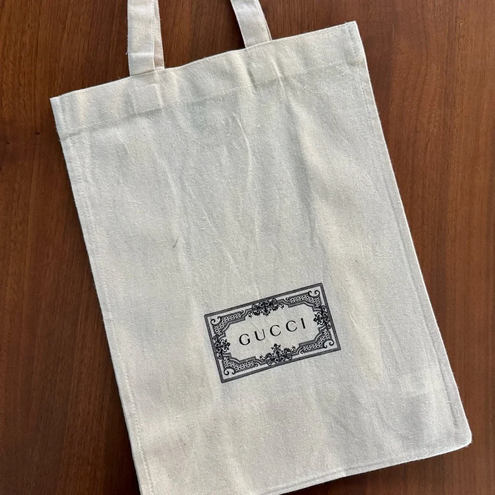 Gucci Natural Canvas Vertical Tote Black Logo Alessandro Michele Era